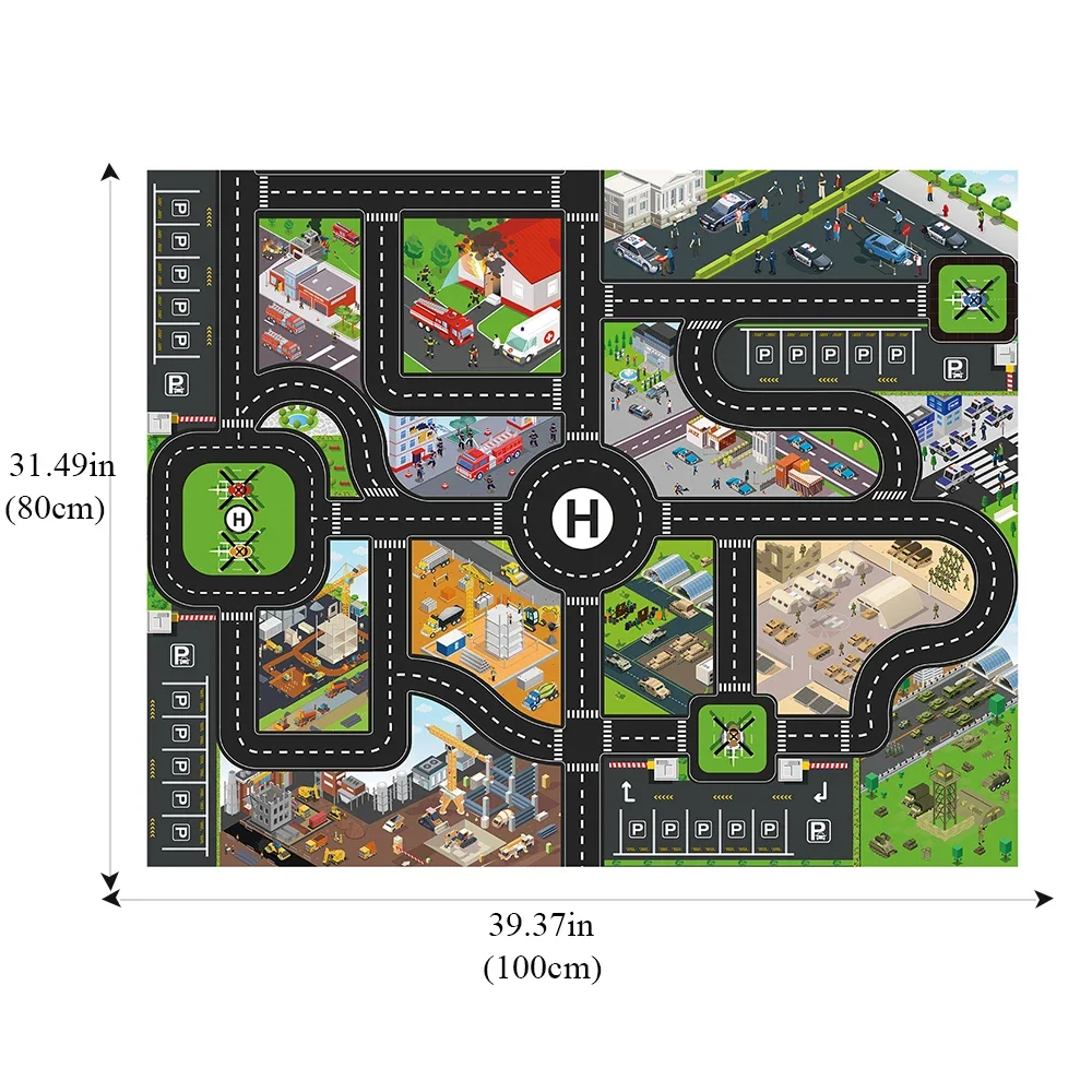 Large City Road Map DIY Scene Road Signs Car Parking Lot Game Children Playing Traffic Mat Climbing Carpets for Baby Toys Gifts