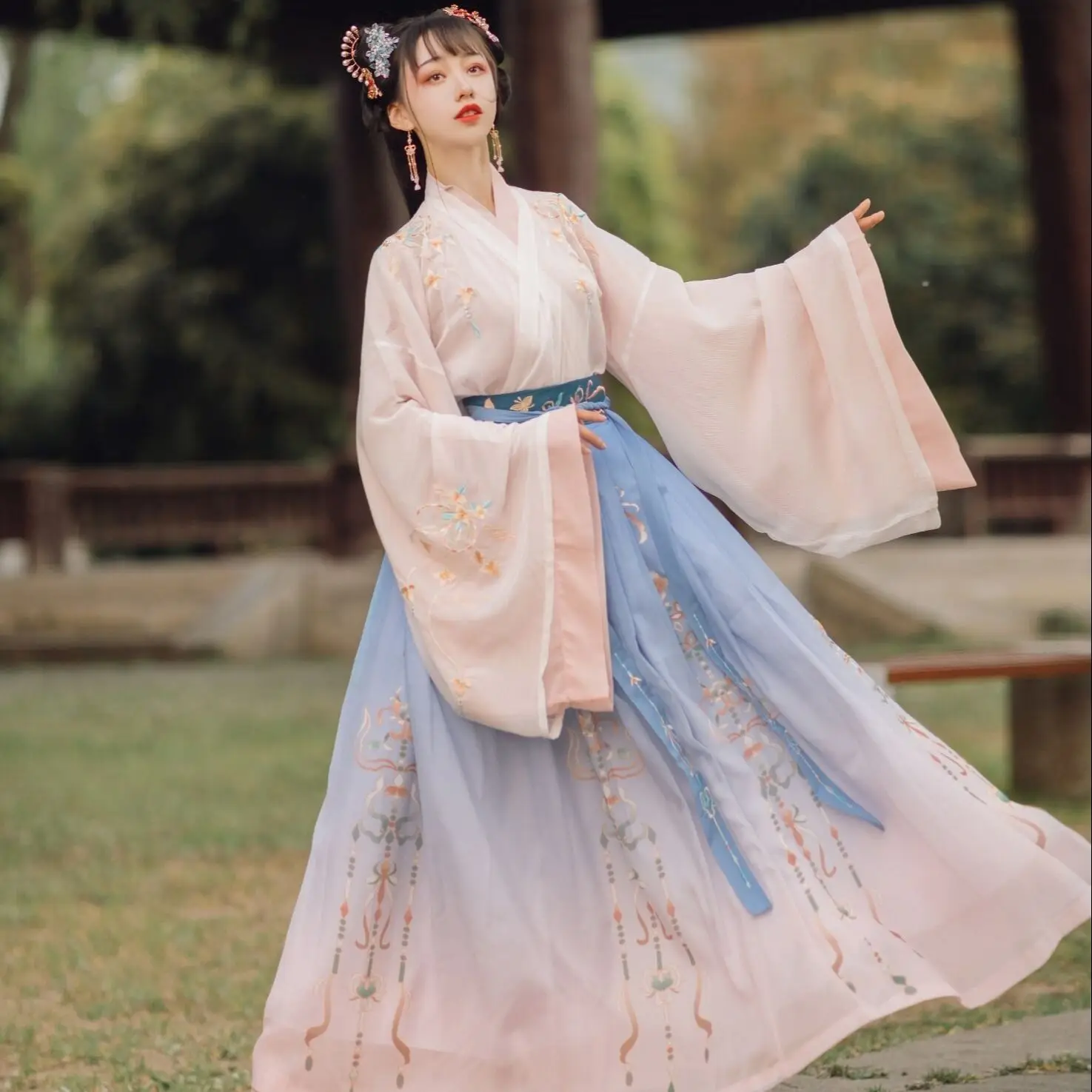 Pink Hanfu Women Chinese Traditional Embroidery Dress Dance Fairy Costume Cosplay Female Princess Clothing Carnival 2022 3PCS