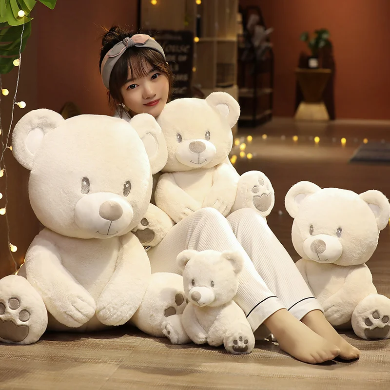 25cm-60cm Huggable Appease Bear Stuffed High Quality Classic White Teddy Bear Plush Toys Cute Dolls Lovely Gift For Girls