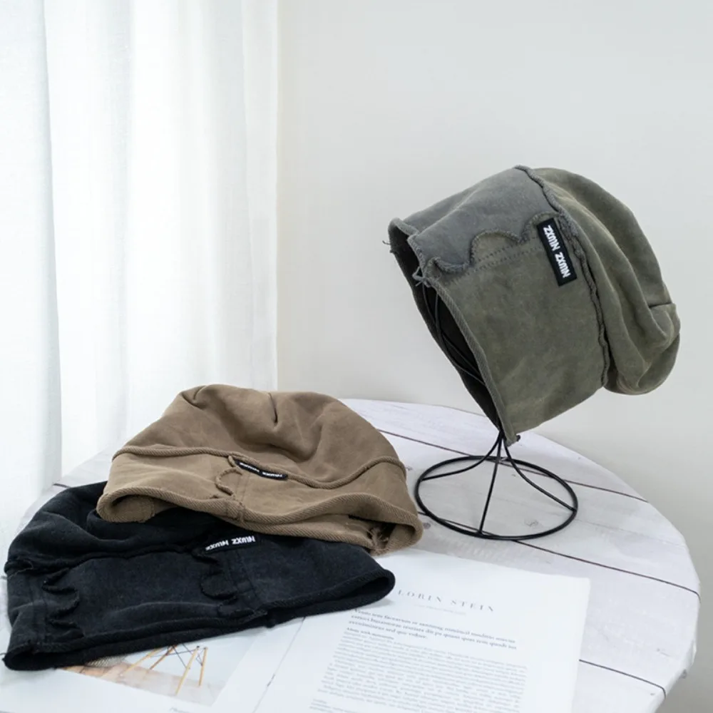 Casual Vintage Wasteland Pullover Cap Cotton Elastic Washed Beanie Cool Hip Hop Loose Beret Streetwear