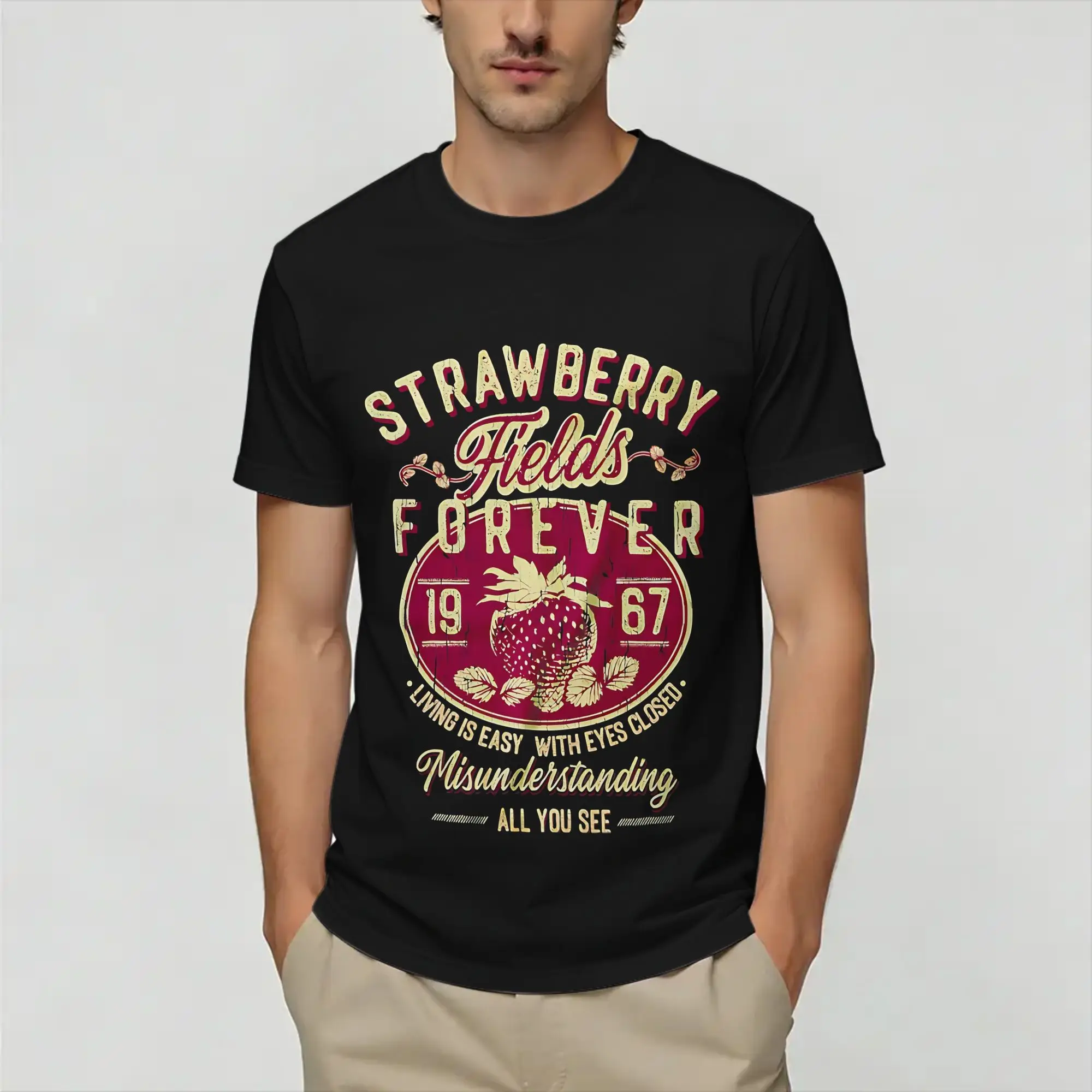 T-The Beatles  T-Shirt Summer  Hippie T Shirts Man 100% Cotton Round Neck Plus SizeTop Tees Short-Sleeved Street Style Tshirt