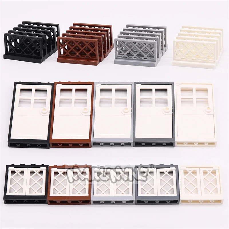 32 قطعة نافذة الباب سياج MOC اللبنات منزل المدينة لتقوم بها بنفسك أجزاء مجموعة عرض الشارع الطوب اكسسوارات 60607 60594 60596 60623 3185 #5