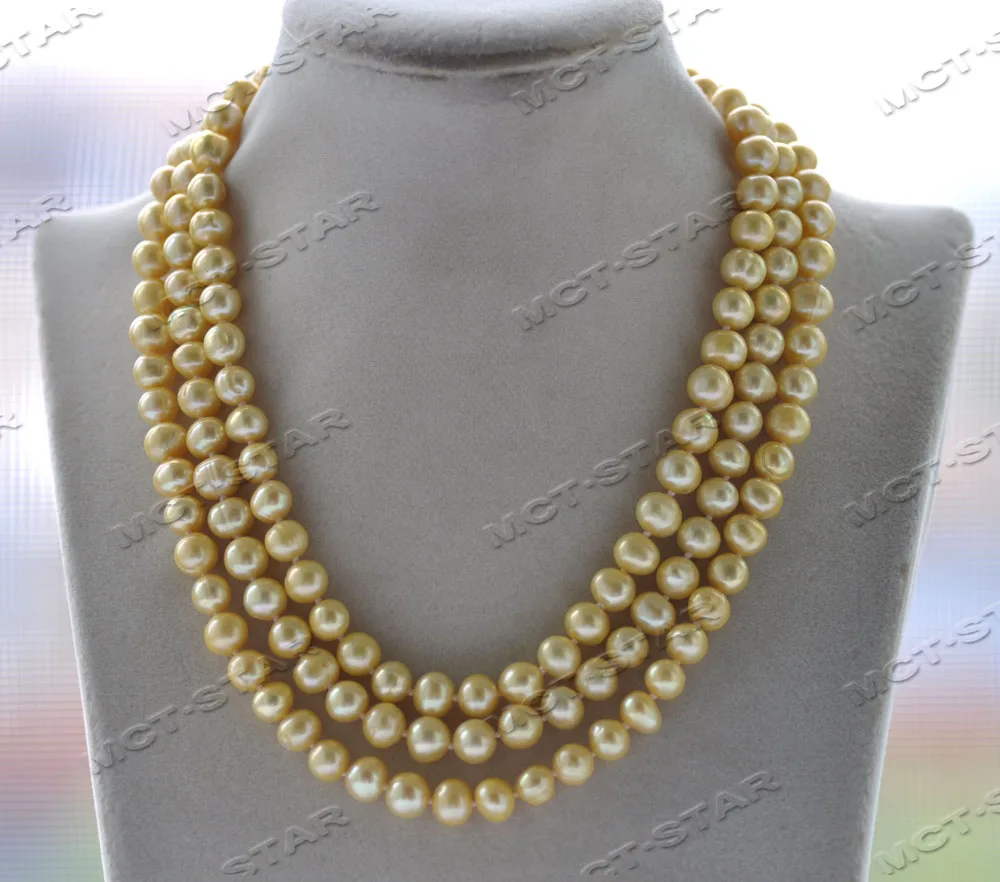 

Z12213 17"-50'' 9mm Yellow Round Freshwater Pearl Necklace