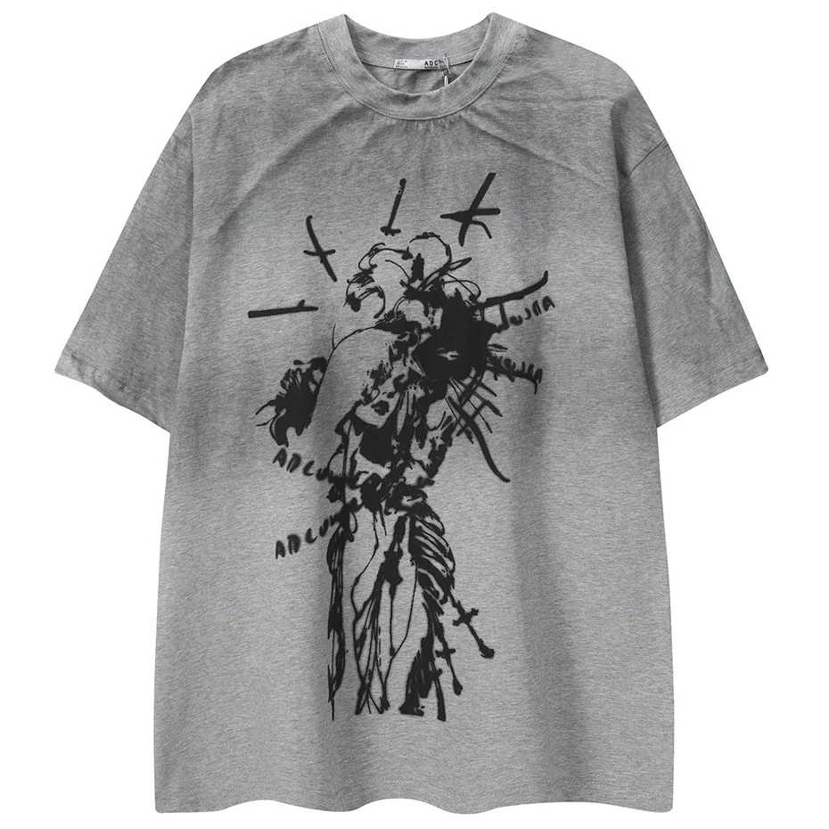 Men's T-shirt Tie Dye Color Block Patchwork Rivet Loose Oversized Summer Cotton Tshirts Casual Tee Tops