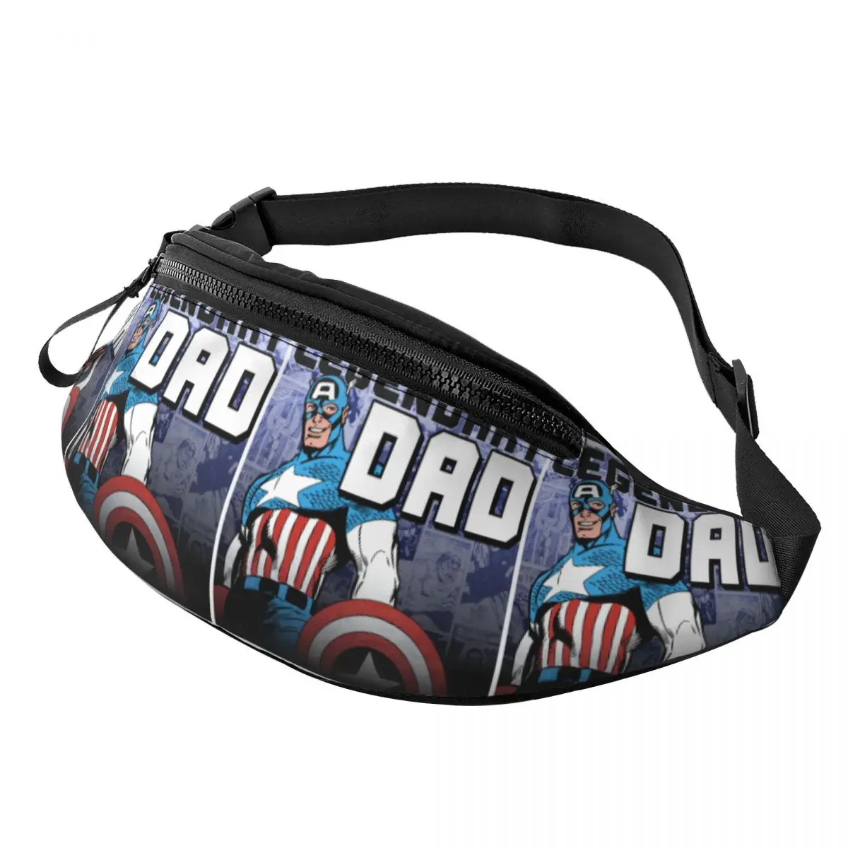 Custom Captain America Legendary Dad Fanny Bag Crossbody Waist Pack Men Women Traveling Phone Money Pouch