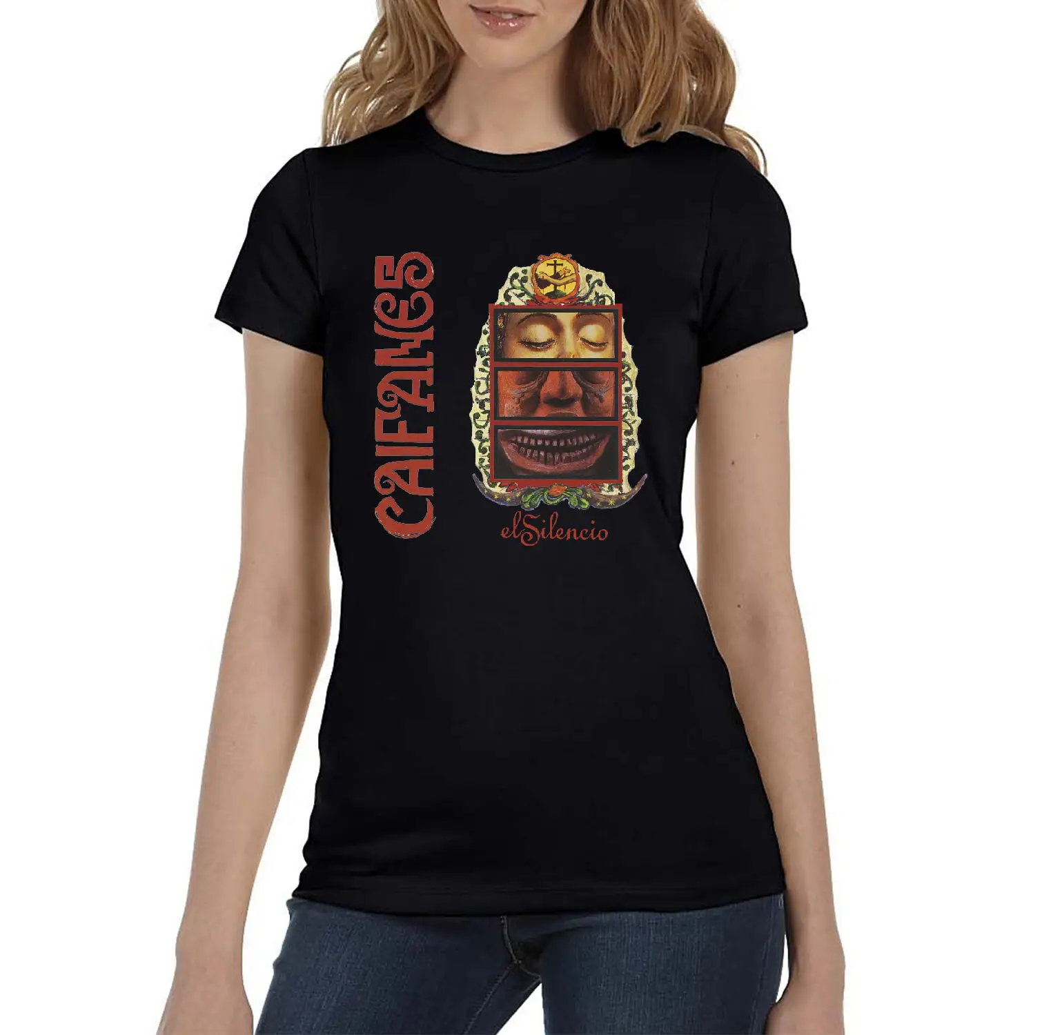 

Caifanes El Silencio Women's Black T-Shirt