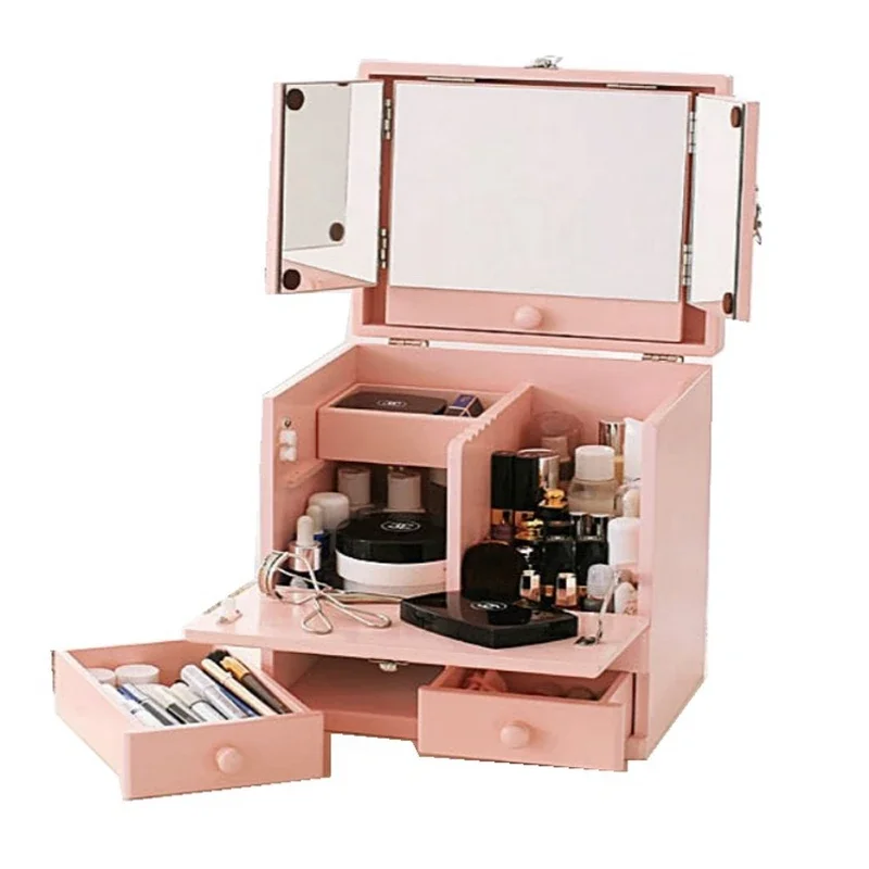 cosmetics storage box, desktop shelf, wooden skin care products, lipstick artifact, Internet celebrity dresser, dust