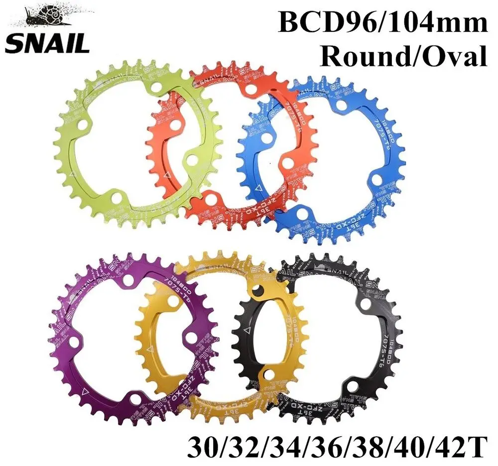 SNAIL 104BCD Bicycle Chainwheel Wide and Narrow Teeth 32T/34T/36T/38T oval Disc Single Chainring For Shimao/SRAM