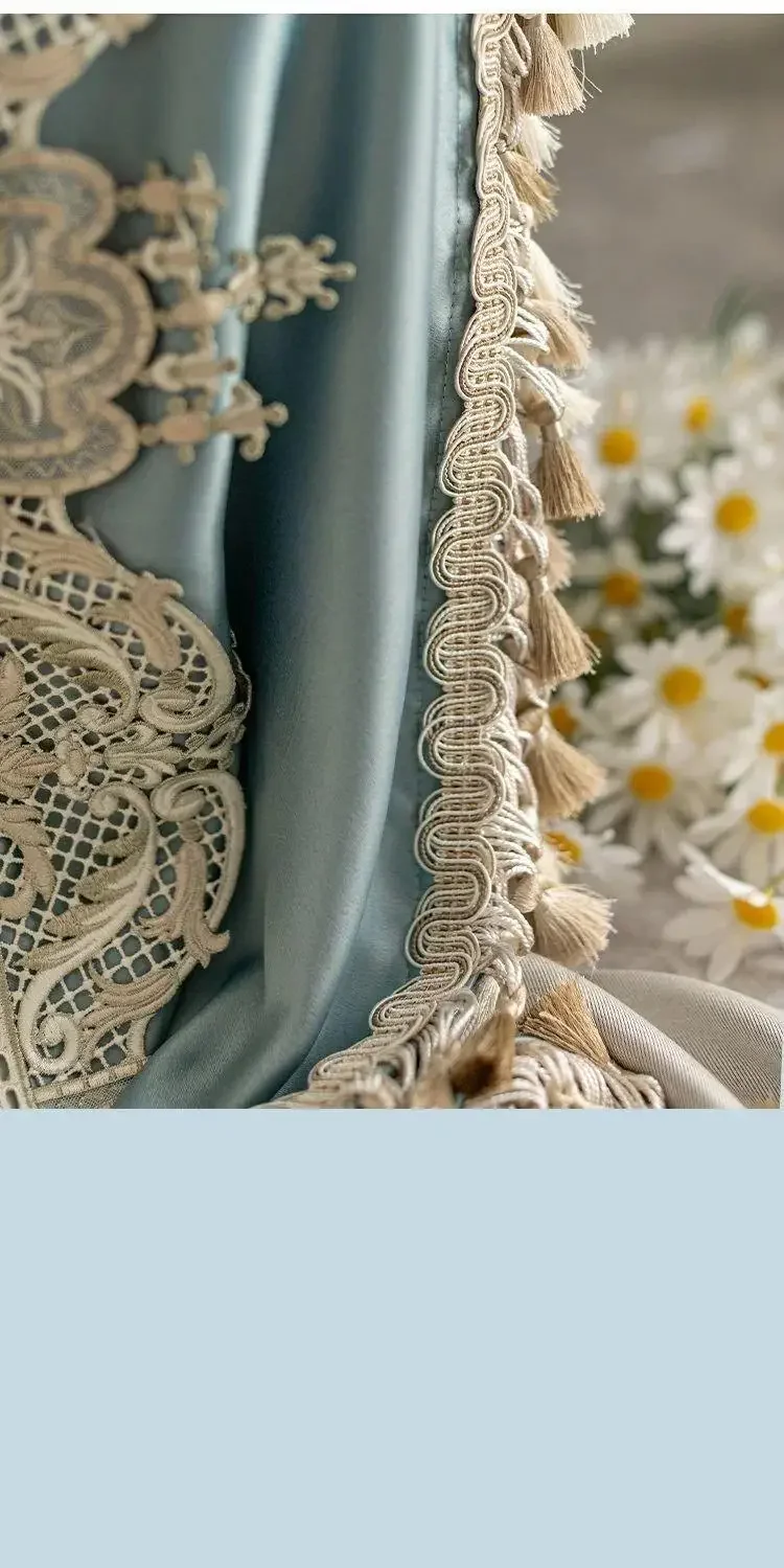 Französische Luxus-Verdunkelungsvorhänge für Wohnzimmer, Esszimmer, Schlafzimmer, Haushalt, verdickender Sonnenschutz, hochfertiges Licht, individuell anpassbar – Detail 4