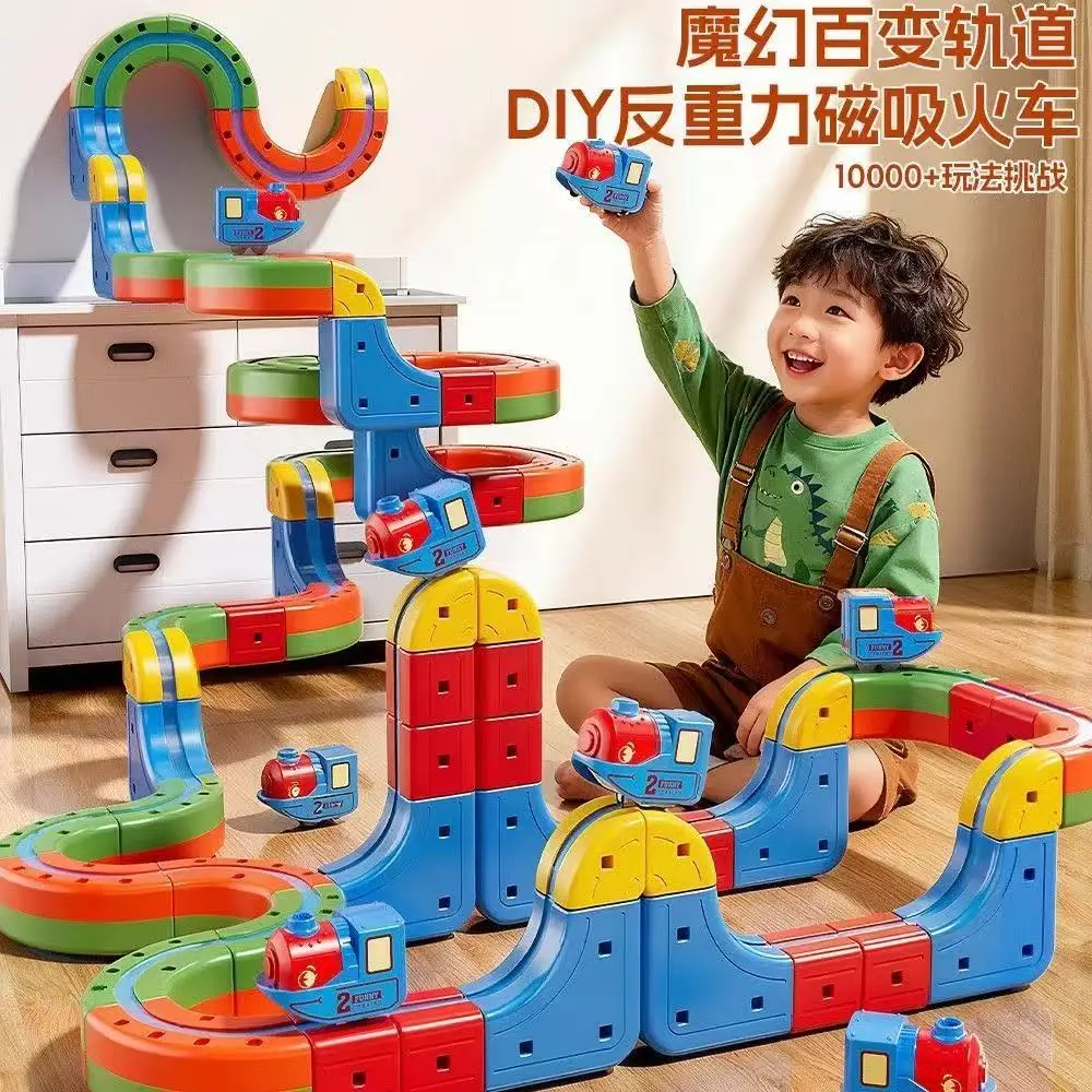 

Электрический магнитный трек с антигравитационными машинками, 100+ деталей, развивающая игрушка STEM, креативная модель железной дороги, подарок