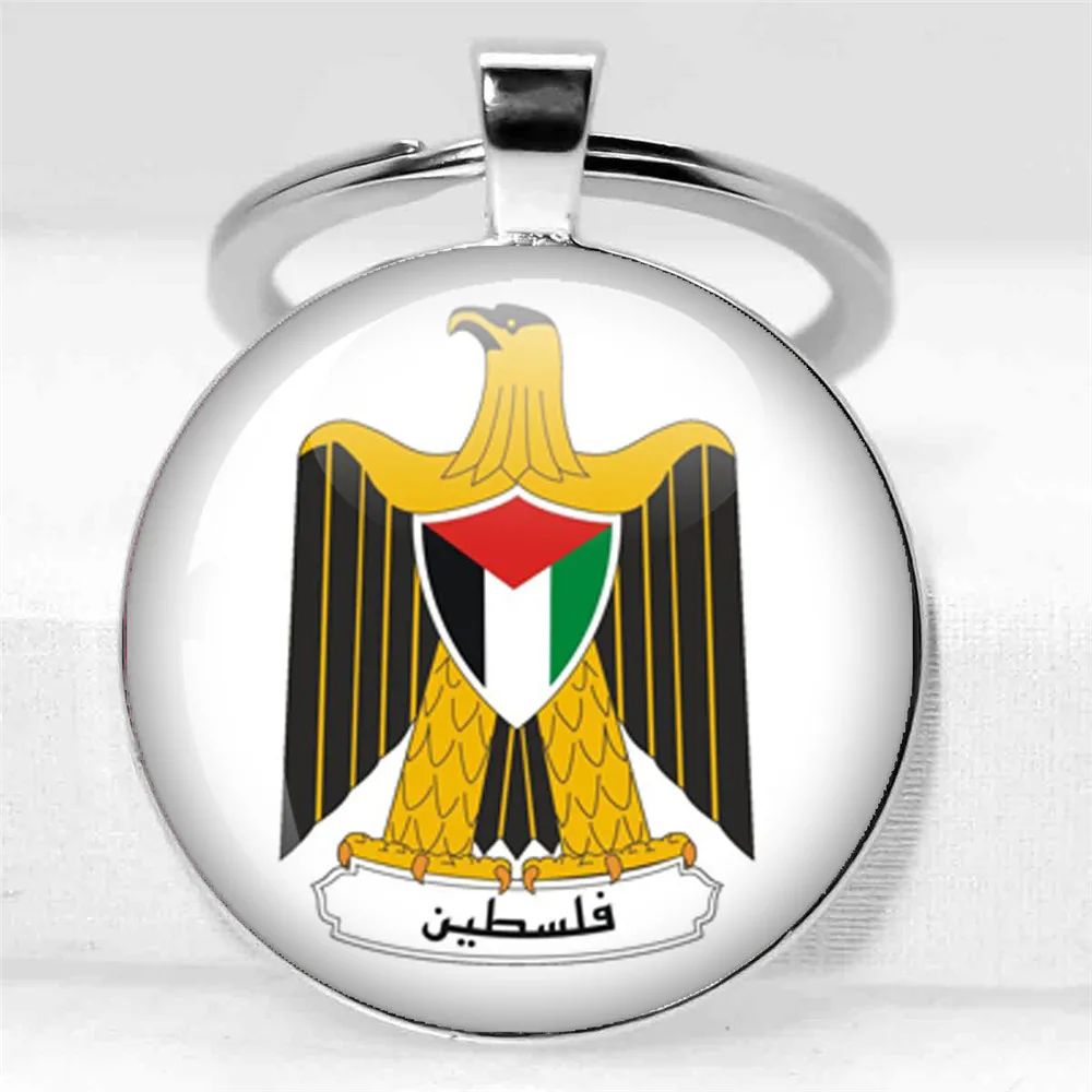 أنماط الفن شخصية فلسطين علم الدولة شعار 25 مللي متر/30 مللي متر زجاج قبة المفاتيح حلقات المفاتيح للنساء الرجال المجوهرات هدية #4