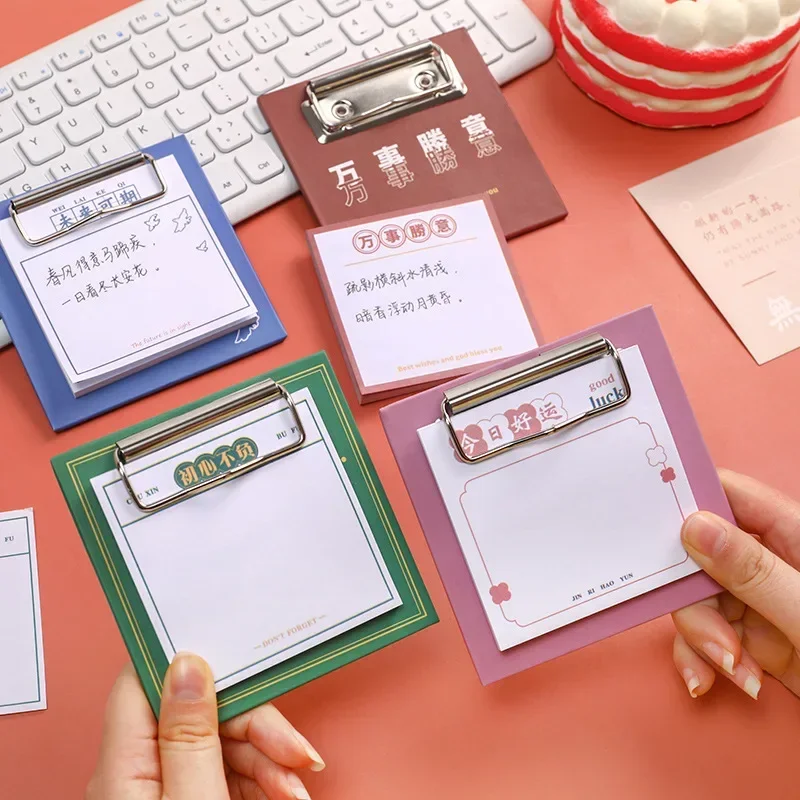 Portable Notebook Sticky Notes 30pcs/1pad Board Clip Mini Notepad Memo Pad Cute Kawaii School Stationery Supplies Sale