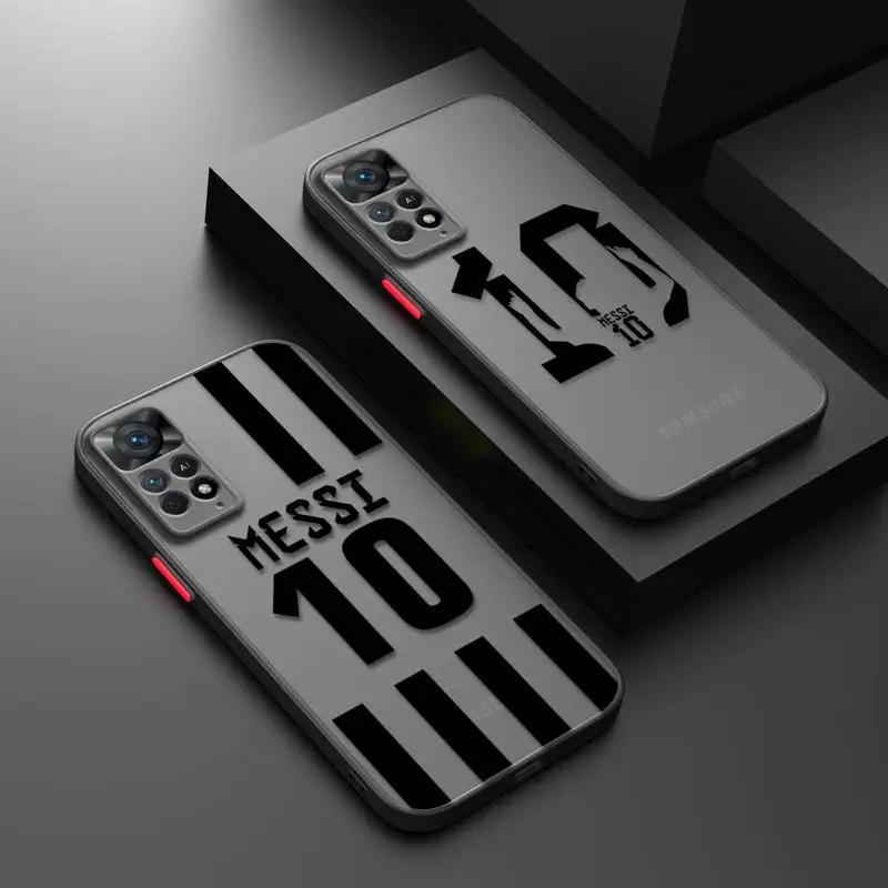 Matte Phone Case for Redmi Note 12 11 10 8 Pro 9S 7 redmi 10C 9A 9C K40 12C Cover Argentina Football Superstar L-Messi-10 Funda