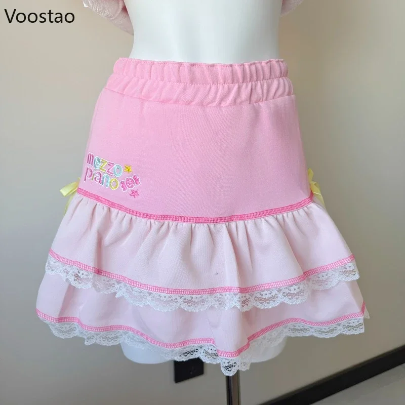 

Japanese Sweet Lolita Style Princess Mini Skirt Women Cute Cartoon Embroidery Bow Cake Skirts Faldas Mujer Girl Kawaii Y2k Skirt