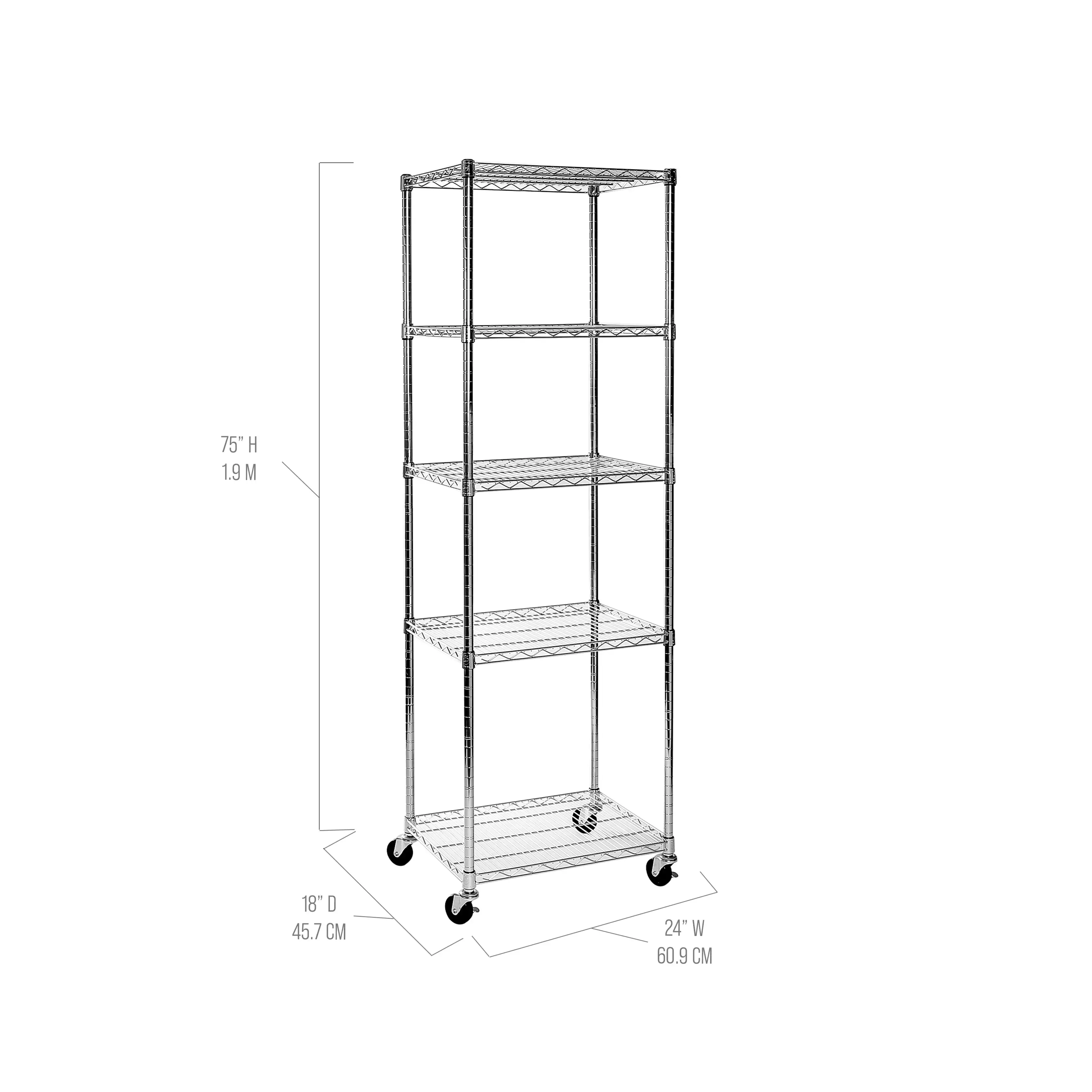 5 Tier NSF Certified Steel Wire Shelving with Wheels 24