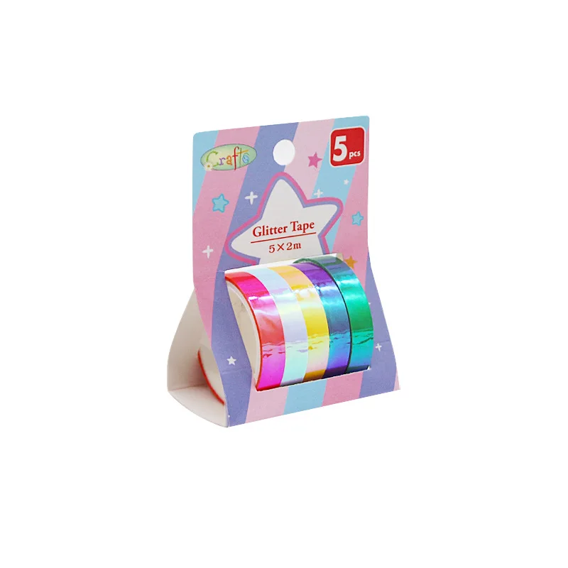 5 Rolls Laser Rainbow Tape Colorful Hand Curtain Tape DIY Decorative Gradient Student Hand Curtain Material Sticker Washi Tape