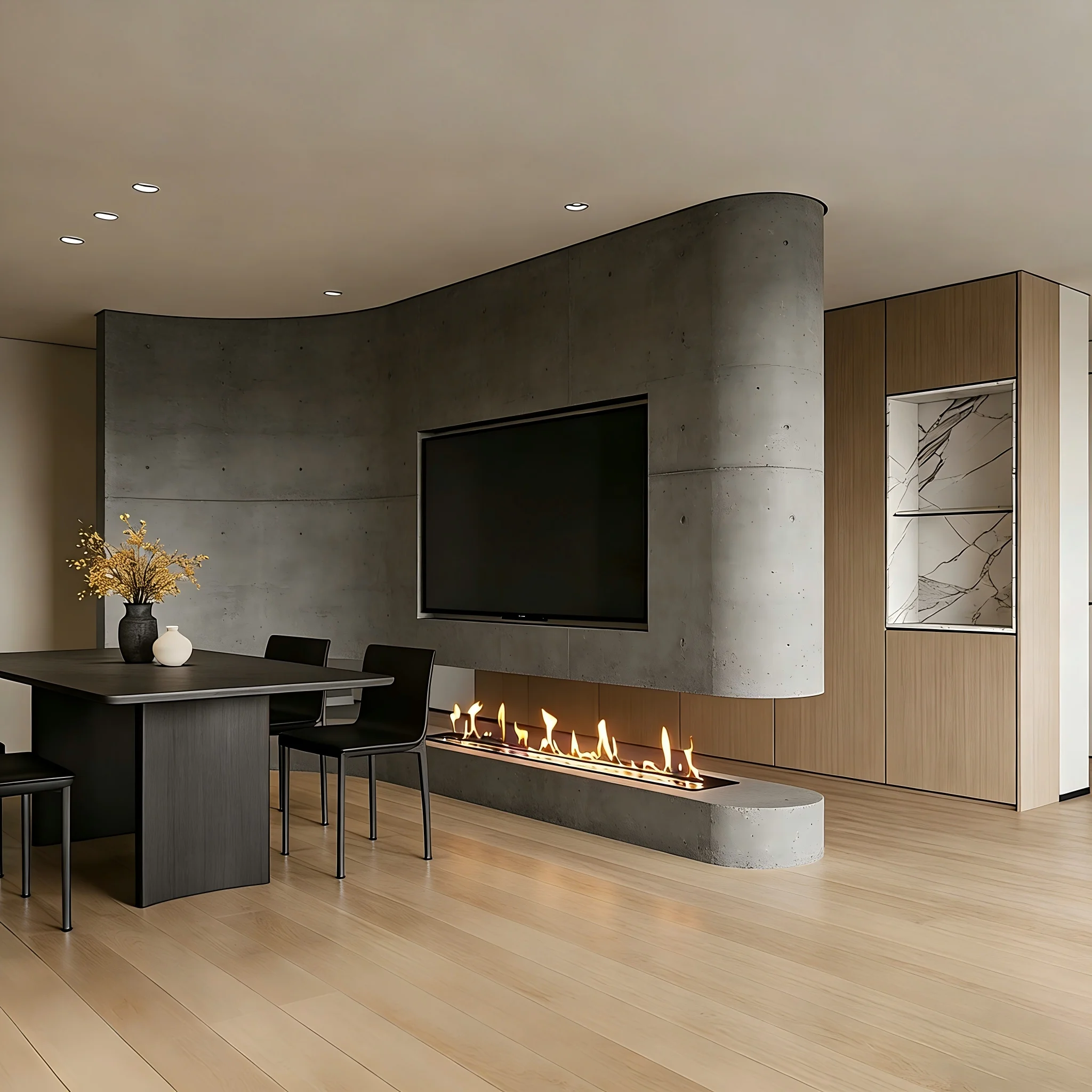 60 Inch  Indoor Alcohol Heater  Wifi Remote Chimney Fireplace