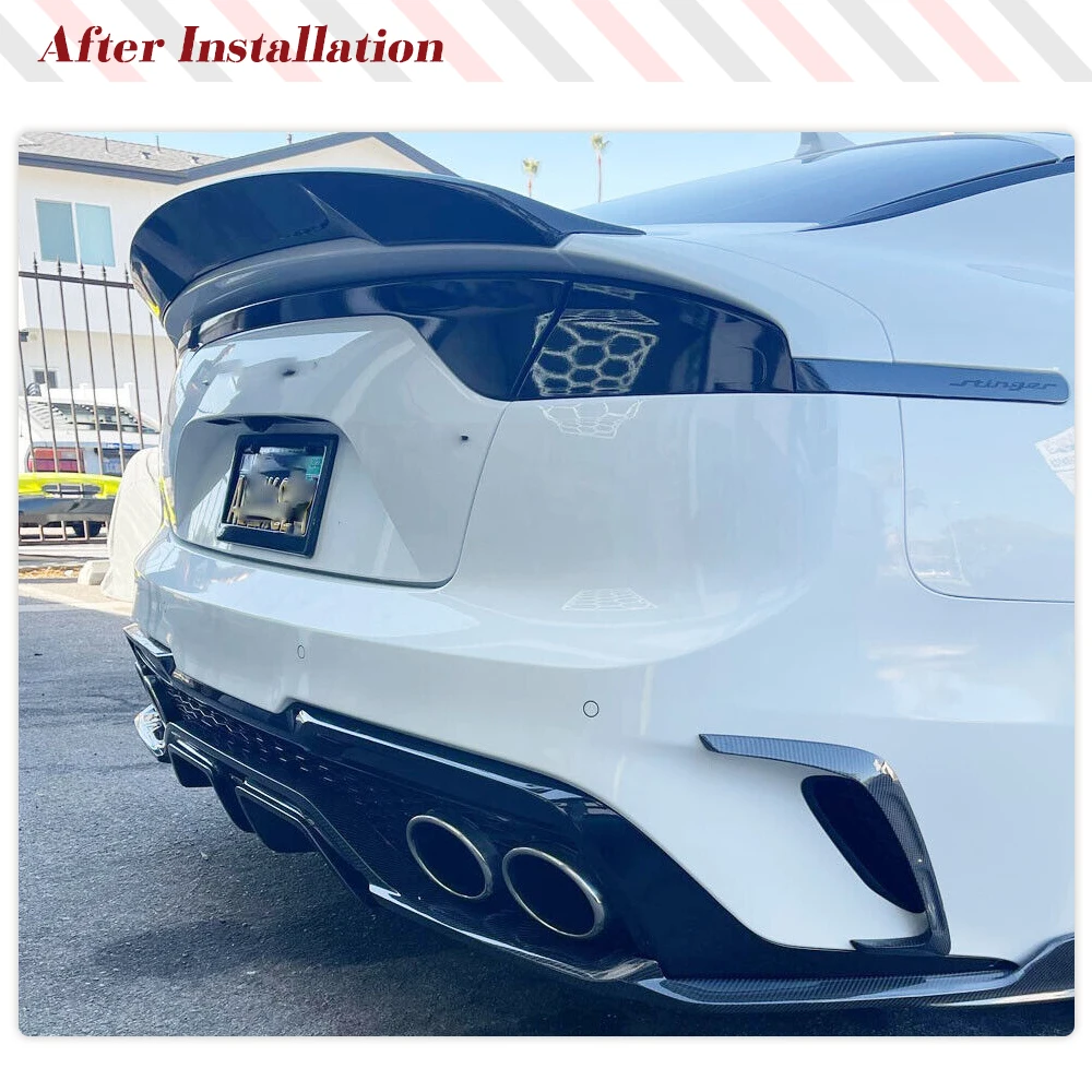 Car Rear Canards for Kia Stinger 2018-2021 Real Carbon Fiber Rear Bumper Side Trim Vent Fender Splitter Car Canard Fins view 2