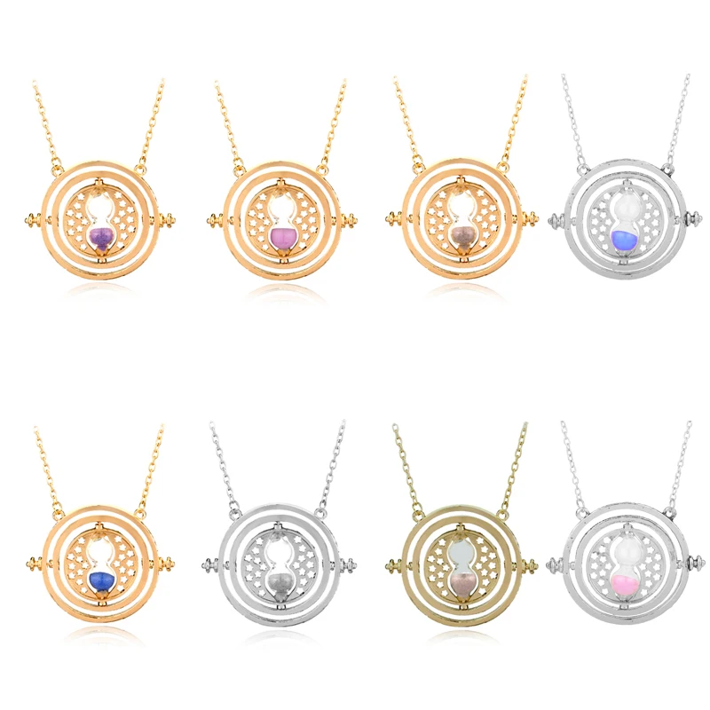 3 Colors Time Turner Pendant Necklace Movie Theme Necklaces Choker Jewelry Trendy Cosplay Gifts for Men Women Accessories