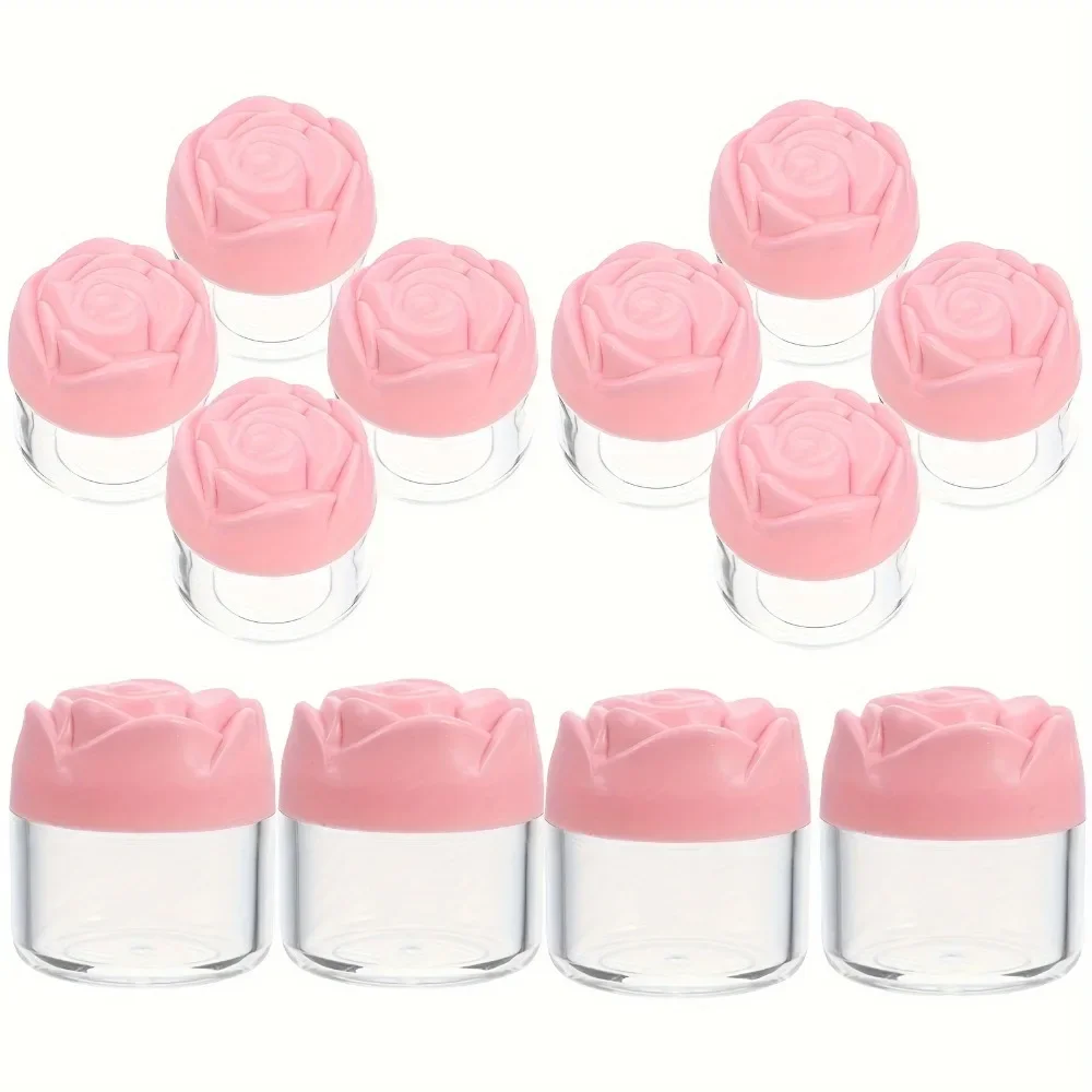 

12PCS 15g Small Travel Jars Empty Plastic Round Clear Jars with Rose Lids Mini Cosmetic Containers for Facial Cream Lotion