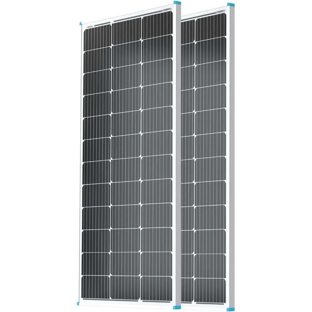 

2PCS Solar Panels 100 Watt 12 Volt High-Efficiency Monocrystalline PV Module Power Charger for RV Marine Rooftop Farm Battery