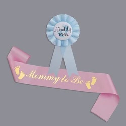 Baby showe mom and dad shoulder strap badge set mommy to be shoulder strap daddy to be badge.