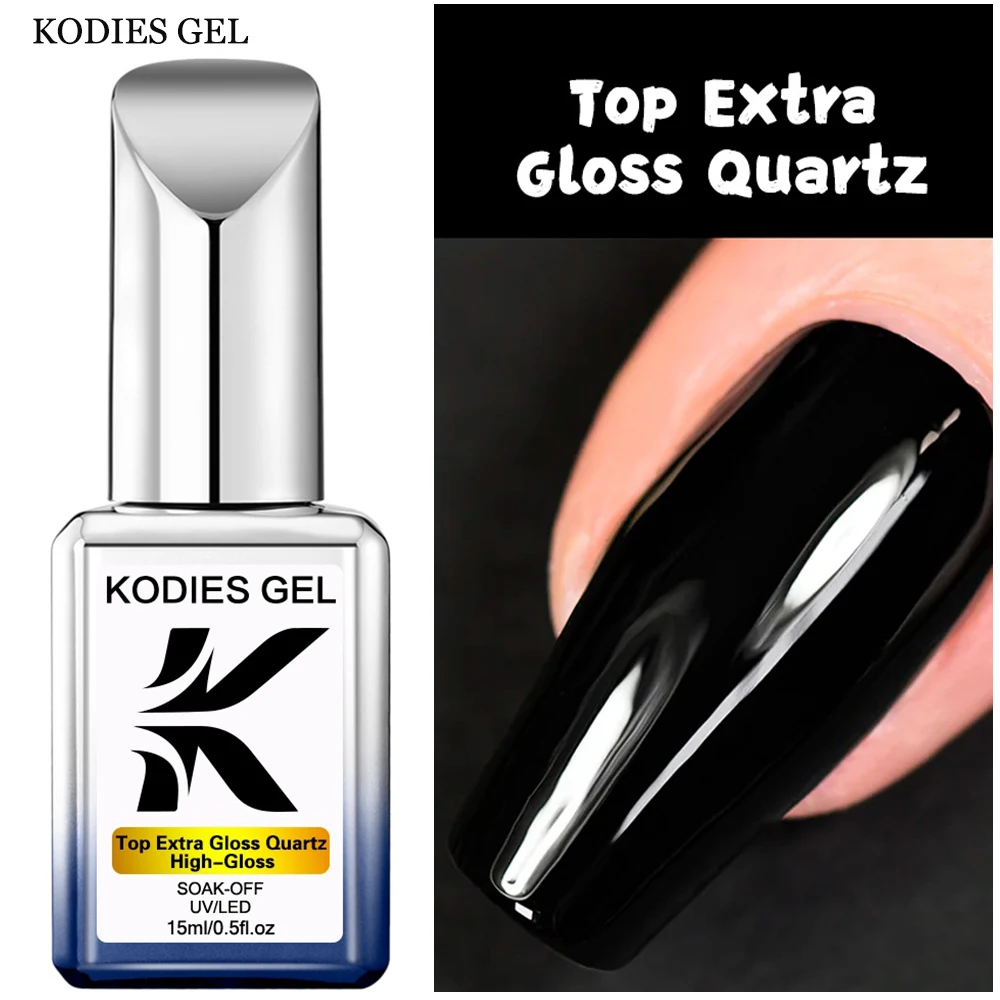 

KODIES GEL EXtra Shine Top Coat Gel Nail Polish Nails Supplies Long Lasting Shine Gel Finish No Wipe Base Coat Manicure Varnish