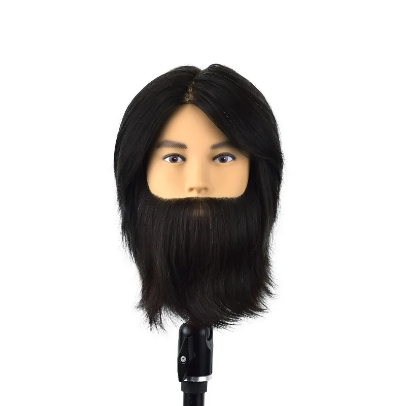 Human Hair Man Mannequin Head Pattern Competition Teaching Hairdressing Men's Styling Doll Head Full Real Hair