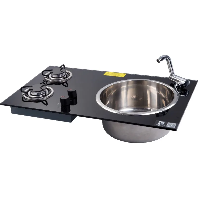 Tempered glass stainless steel gas stove with sink RV tour 730 * 430 * 150mm