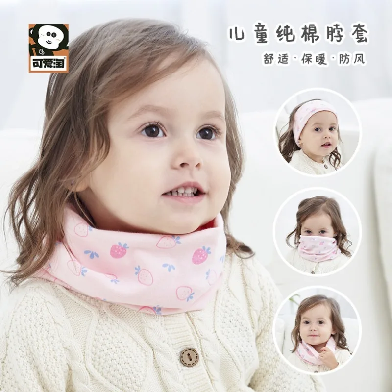 Pure Cotton Kids Scarf Baby Windproof Neck Warmer Multifunctional Hood Winter Face Mask cartoon printed warm Scarf Clothing