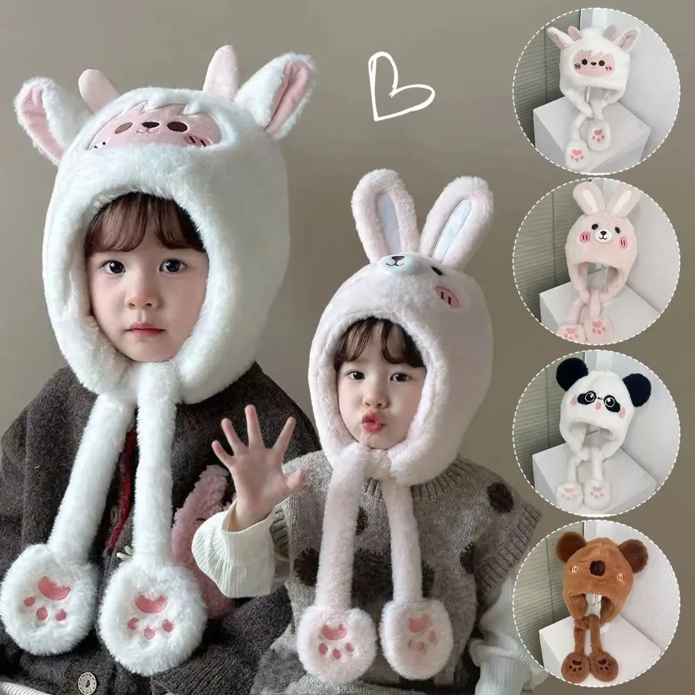 

Kawaii Baby Ear Protection Hat Lamb Windproof Children's Pullover Cap Comfortable Soft Capybara Hooded Scarf Autumn and Winter