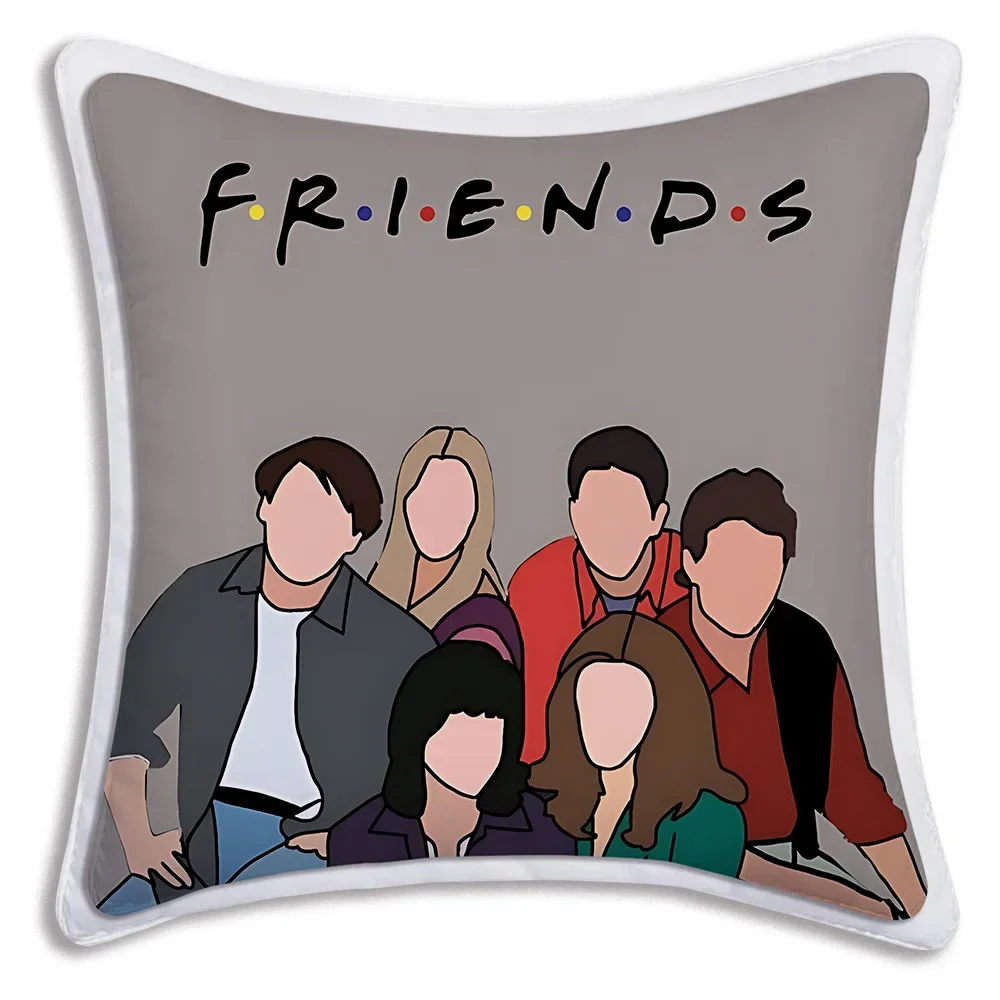 Friends Tv Show Pillow Covers Cartoon Sofa Decorative Home Double-sided Printing Short Plush Cute Cushion Cover