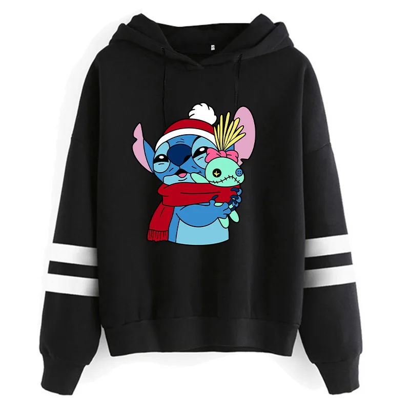 Aesthetic Funny Y2k Christmas Sweatshirt Lilo Stitch Disney Cartoon Hoodies Women Cute Stitch Anime Manga Hoody Female Clothes