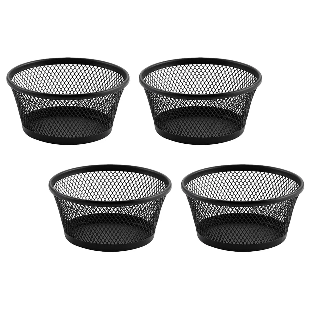 4 Pcs Grocery Basket Stationery Storage Box Office Desks Stackable Iron Mesh Dispenser for Paper Clip