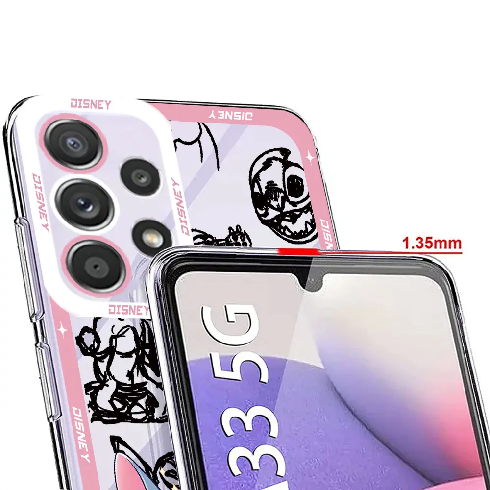 Clear Silicone Phone Case for Samsung Galaxy A24 A23 A73 5G A14 4G A33 A54 A25 A15 A13 A34 Disney Stitch Lovely Capa Cover