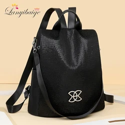 2024 New Famous Women's Solid Color Design Bookpack Large Capacity Anti-theft Anti-splash Backpack High Quality Nylon Schoolbag