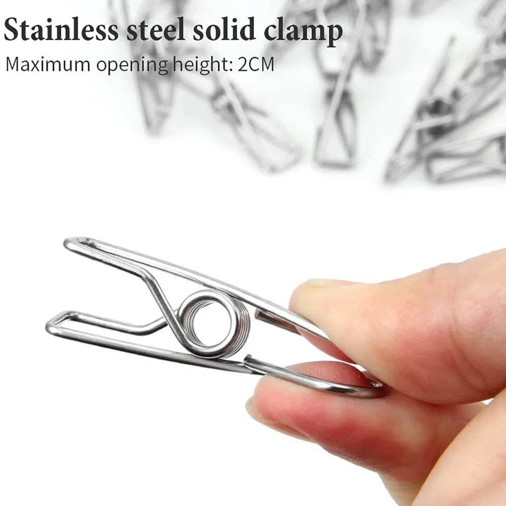 

10/20/40Pcs Clothespin Clips 5cm 6cm Stainless Steel Clips Washing Bedspread Hang Metal Home Storage Tool Laundry Clothes Pins