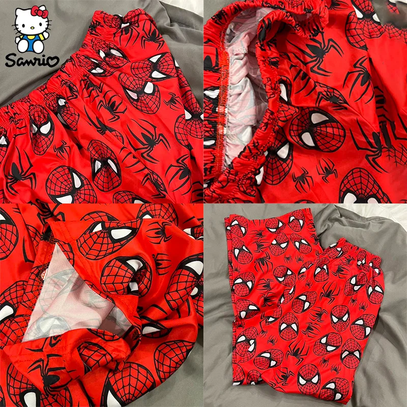 Desenhos animados anime spiderman olá kitty pijamas sanrio olá kitty casais combinando pijamas calças compridas calças de verão calças de dormir