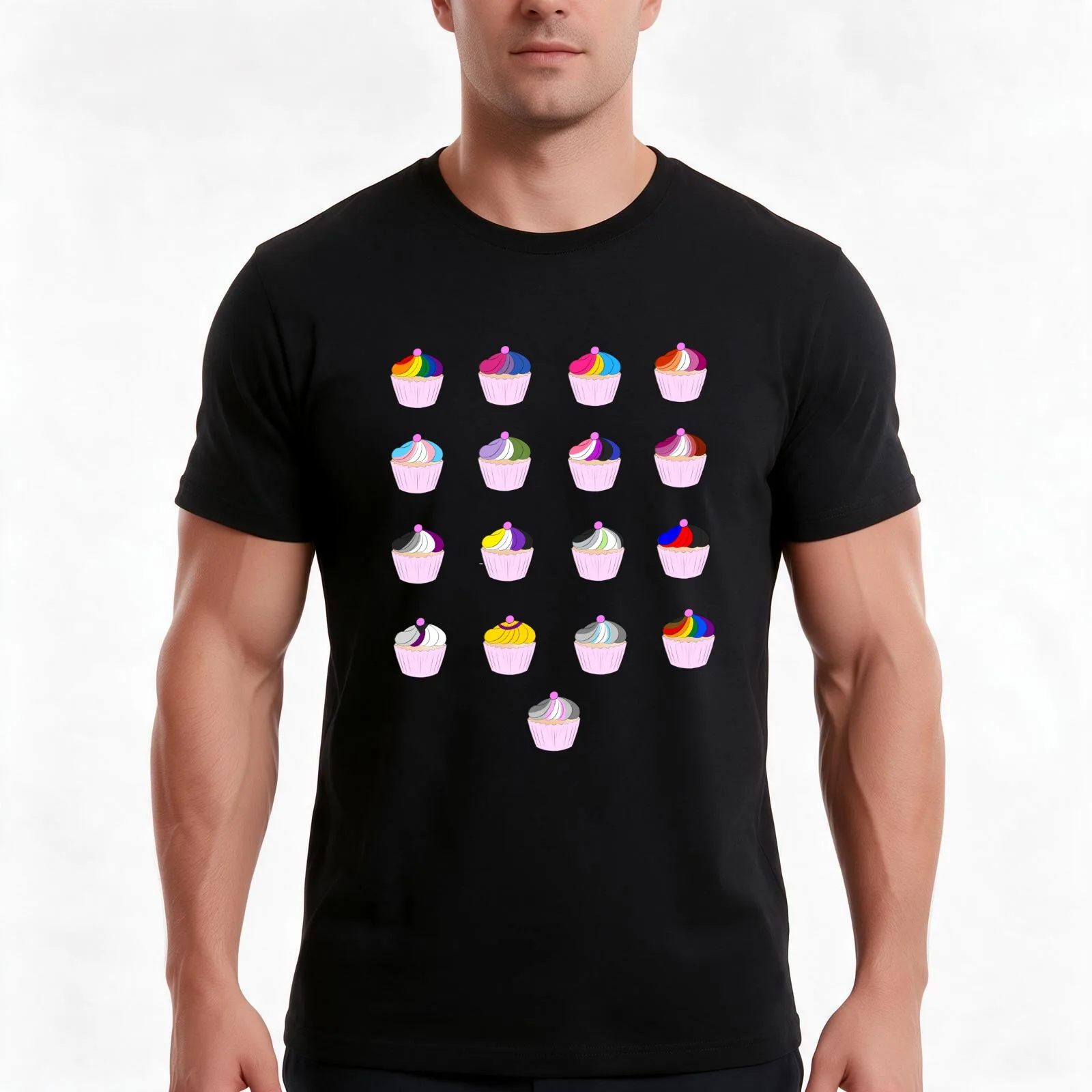 Pride Cupcakes T-Shirt Summer Casual Cotton Tee Oversized Streetwear Tops Vintage Graphic Print Loose Fit Short Sleeve