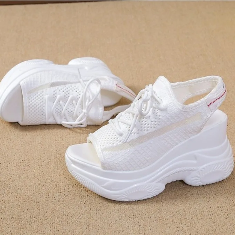 

9CM Women's Sandals Fashion Air Mesh Platform Sandals for Woman Comfortable Vacation Casual Shoes Designer Shoes Sandalias Mujer