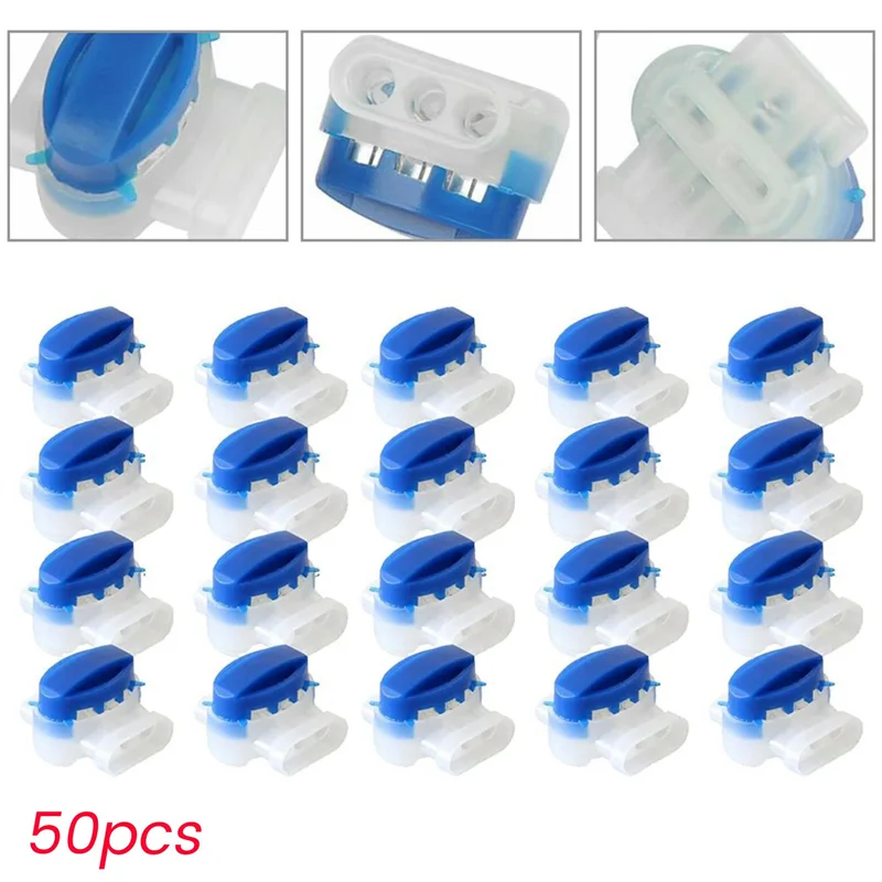 

F-T Robotic Lawnmower Cable Connector Terminal 3 Pin Electrical 314 Wire Connectors Blue 50Pcs