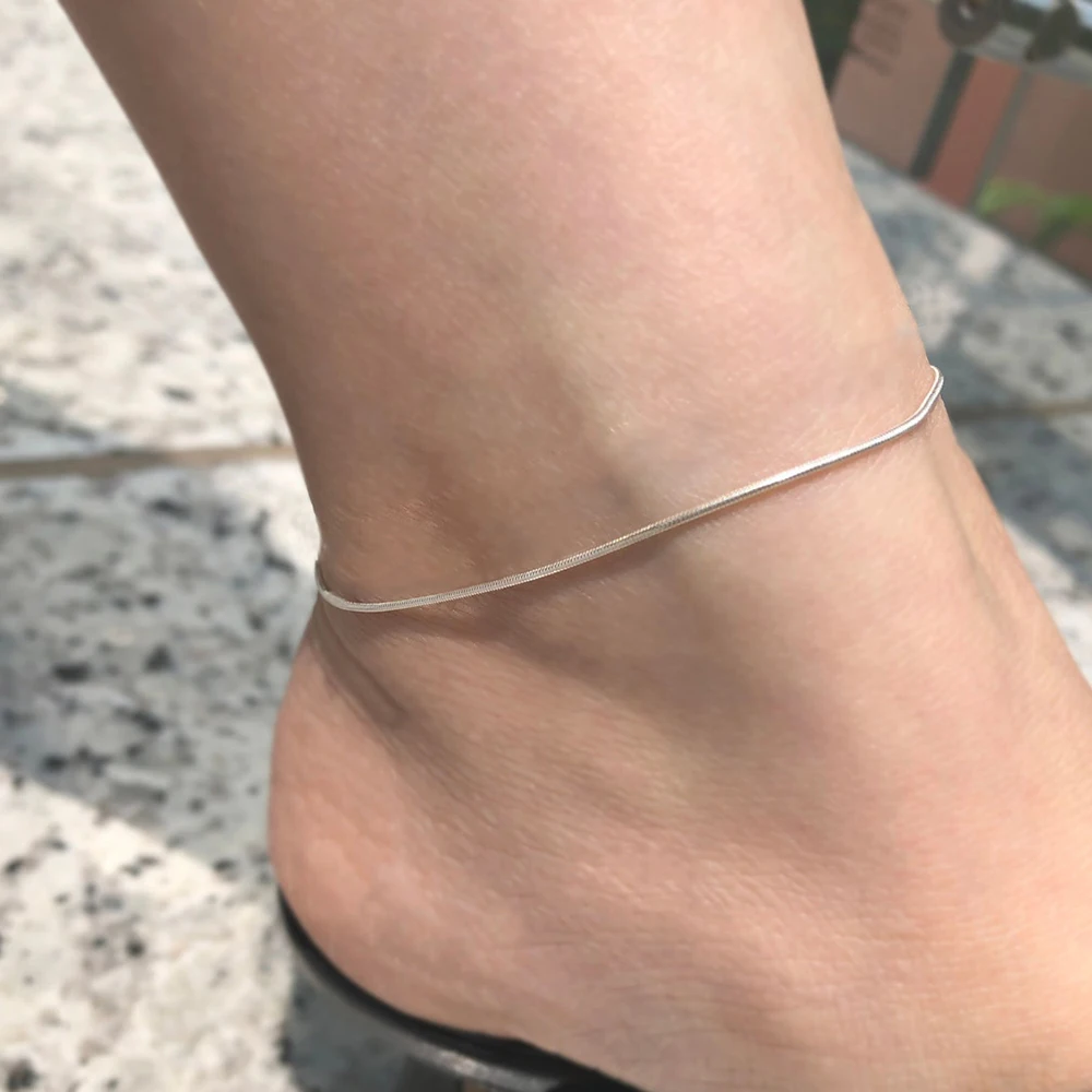 Women's Stainless Steel Round Snake Chain Anklet