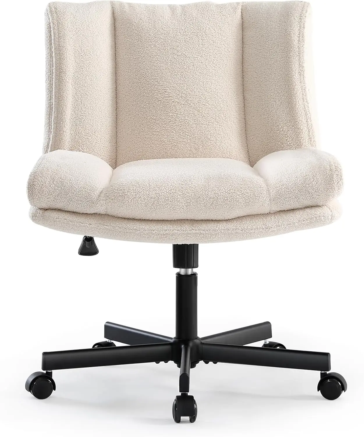 Furry Armless Desk ChairComfyWideSeatCrossLeggedOfficeChairStylishHeightAdjustableCuteSwivelVanityChairfor Home Office, Make Up