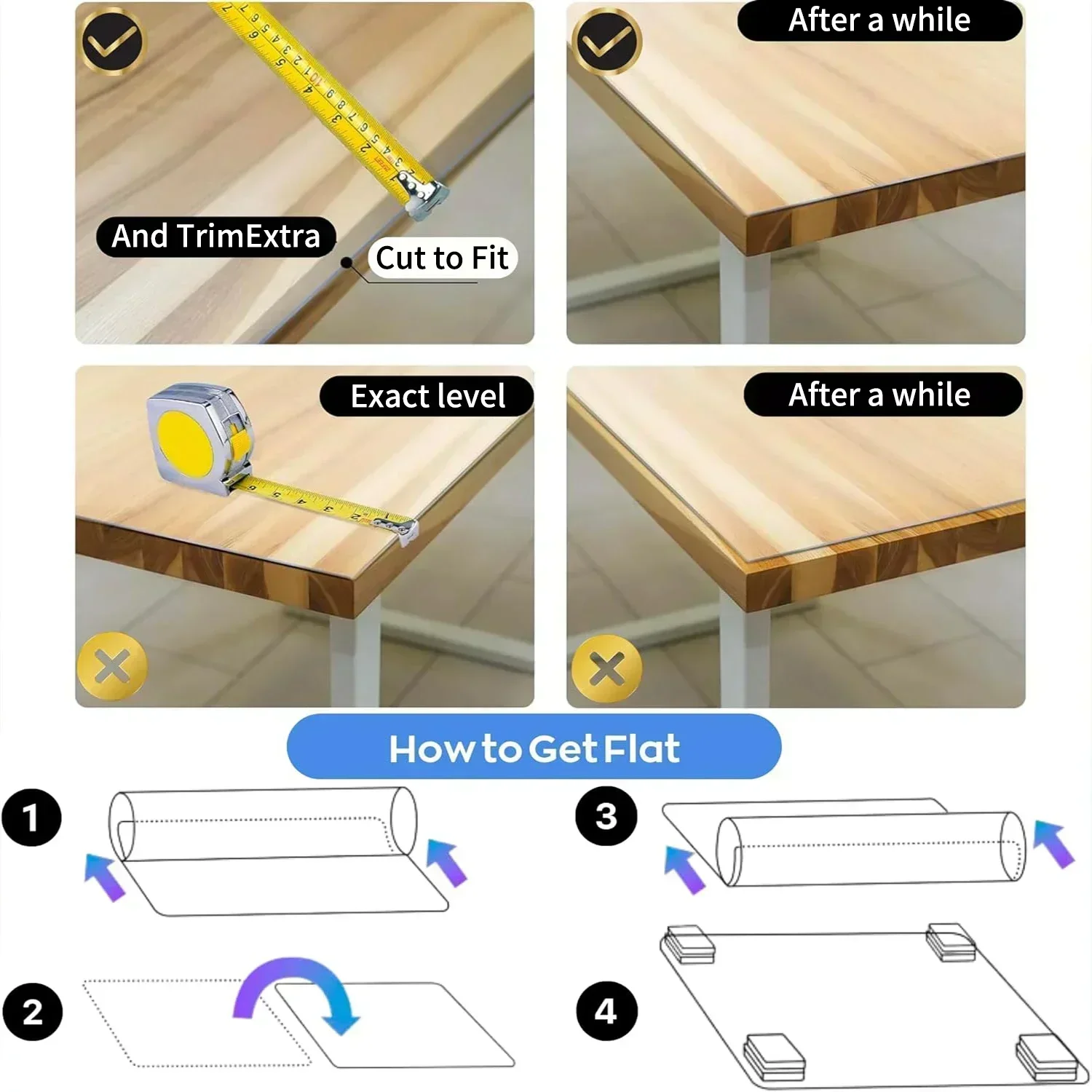 1.5mm Clear Desk Mat Waterproof Plastic Table Cover Protector Crystal Vinyl Tablecloth Clear Desk Pad Protector Easy to Clear