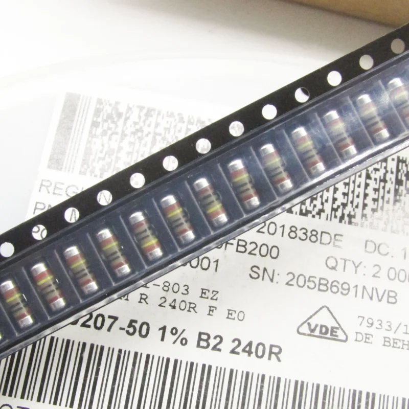 10-100pcs 1W 240R VISHAY SMM0207 MMB02070C2400FB200 color ring wafer resistor