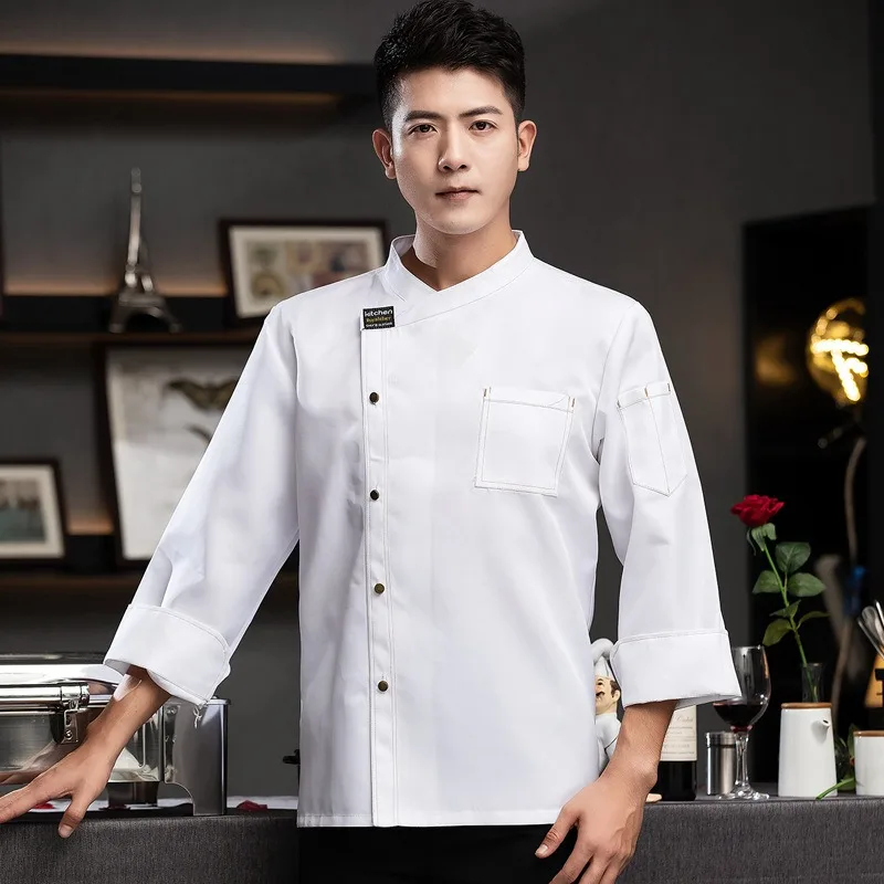 Hotel Restaurant Men’s Chef Uniform - Long-Sleeve Winter Kitchen Outfit for Baking