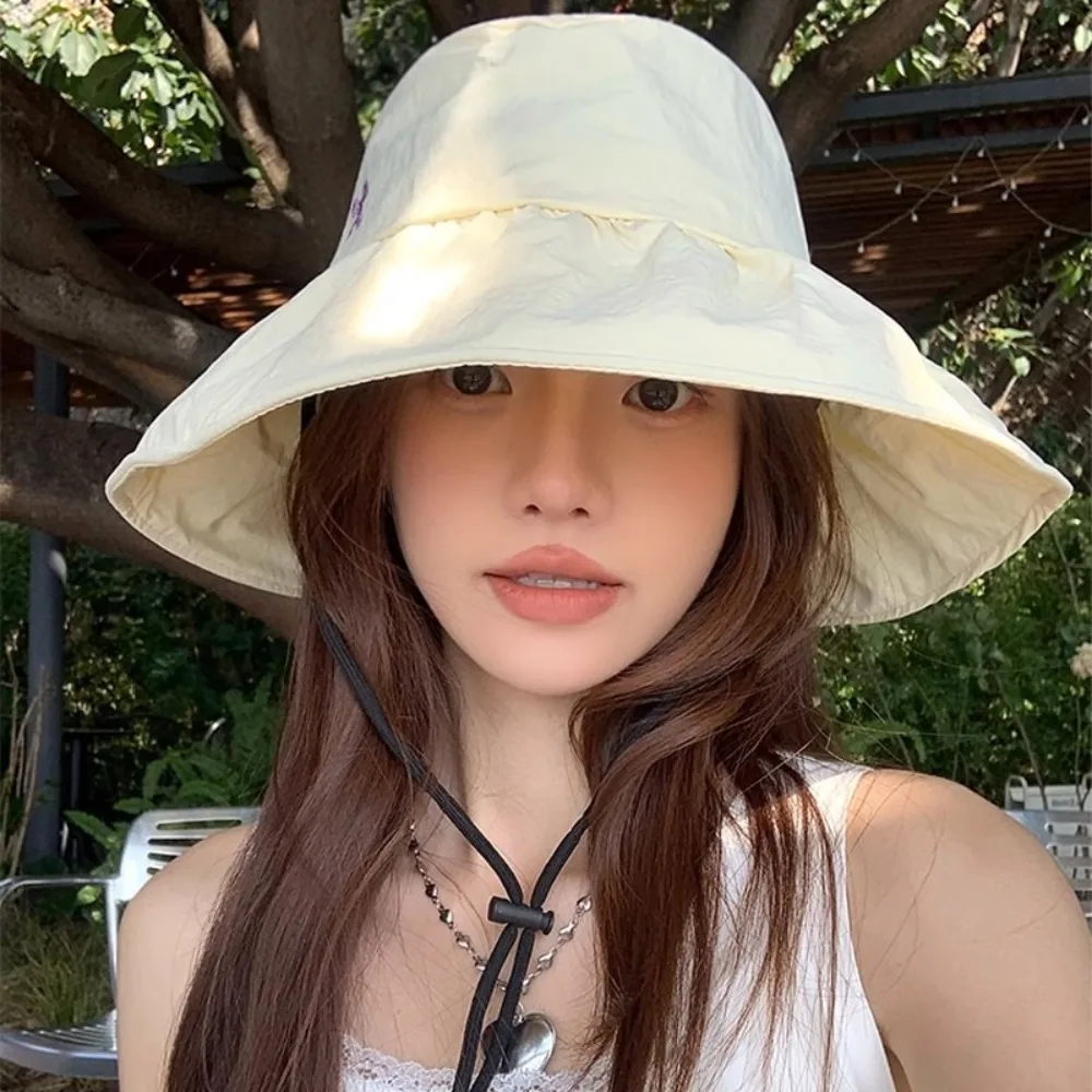 

New Korean Bow Bucket Hat Quick Dry Sweet Fisherman Hat Wide Brim Outdoor Women's Sun Hat Camping