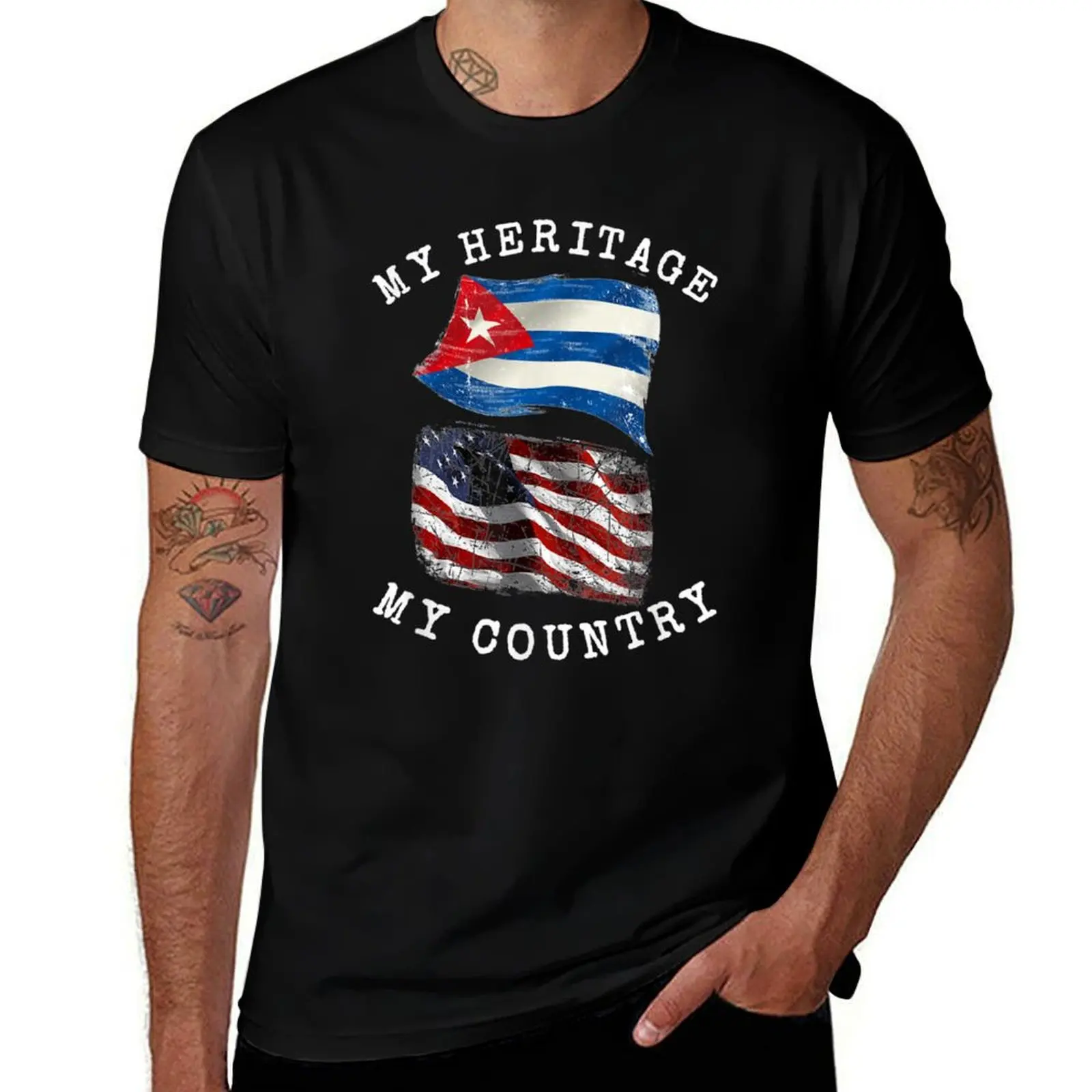My Heritage My Country Cuban American T-Shirt Plus Size Basic Short Sleeve Top T-Shirt