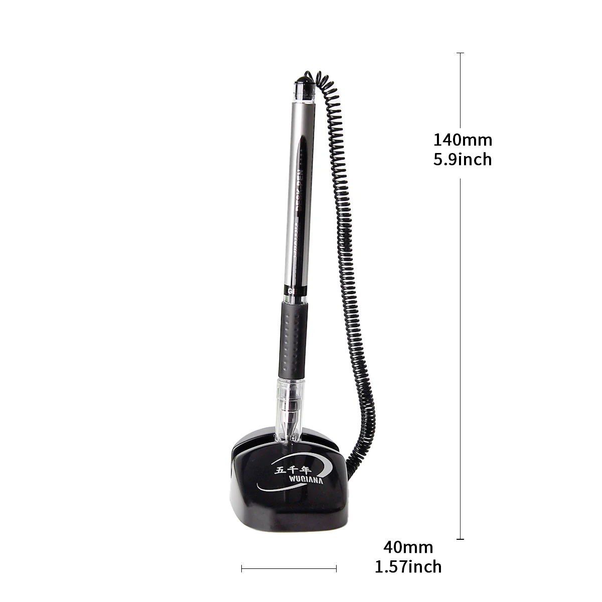 3/6pcs Creative sticky desk with cable base fixed black signature pen anti-loss pen for hotel companies and offices