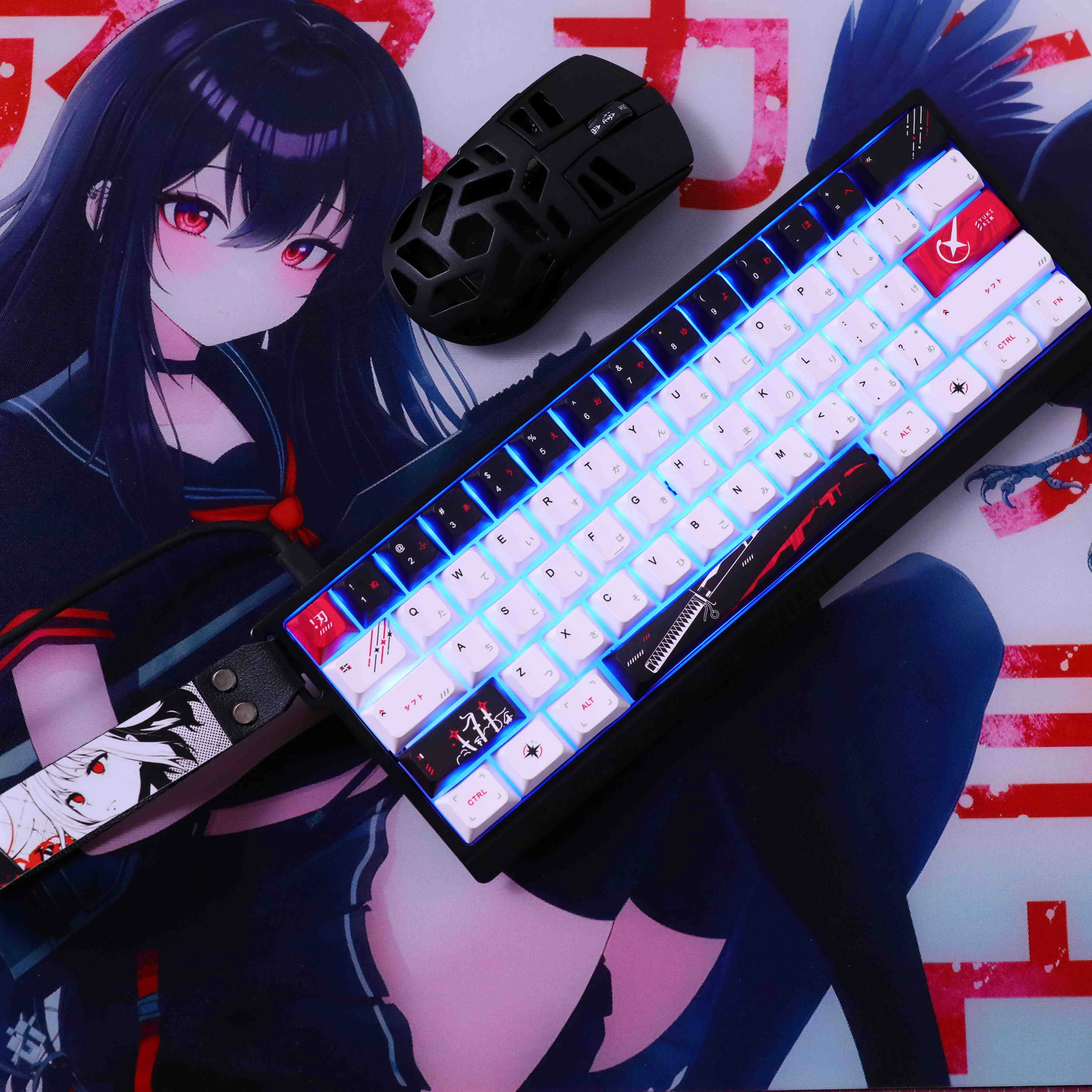 Yuki Aim Keycap radici giapponesi 92 tasti Cherry Pbt Keycap personalizzato Anime Individuation Keycap per regalo accessorio tastiera meccanica